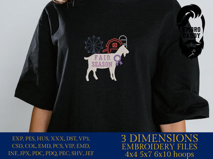 Machine Embroidery files, Fair Season, Show Livestock, Show goat, PES, dst, xxx hus & more