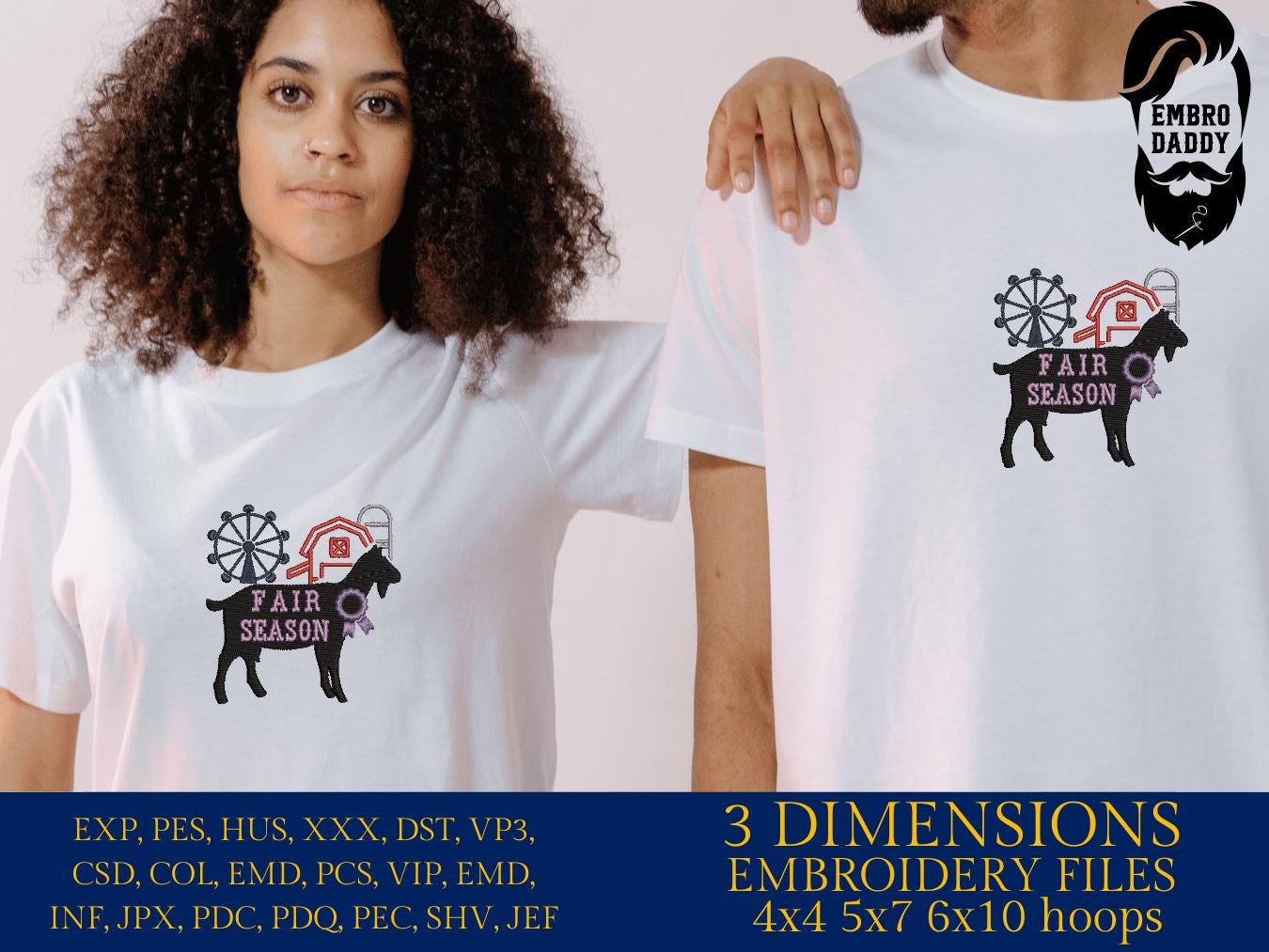 Machine Embroidery files, Fair Season, Show Livestock, Show goat, PES, dst, xxx hus & more
