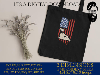 Machine Embroidery files, USA flag, Veterans, American Flag, PES, dst, xxx, hus & more