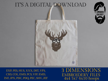 Machine Embroidery files, moose skier, ski google, PES, DST, xxx, hus & more