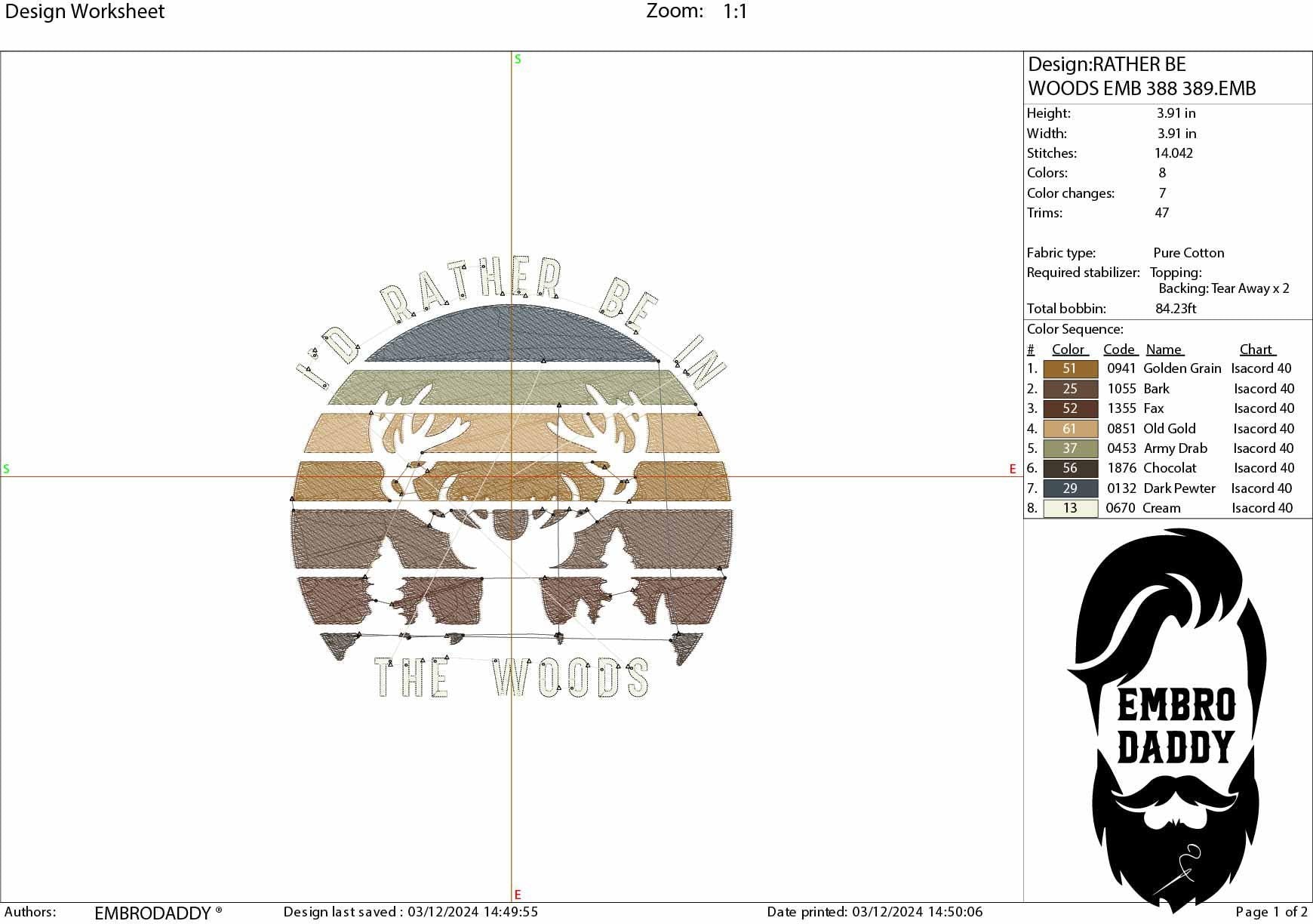 Machine Embroidery files, I'd rather be in the woods, deer antler mountain, nature Design landscape, PES, dst, xxx, hus & more