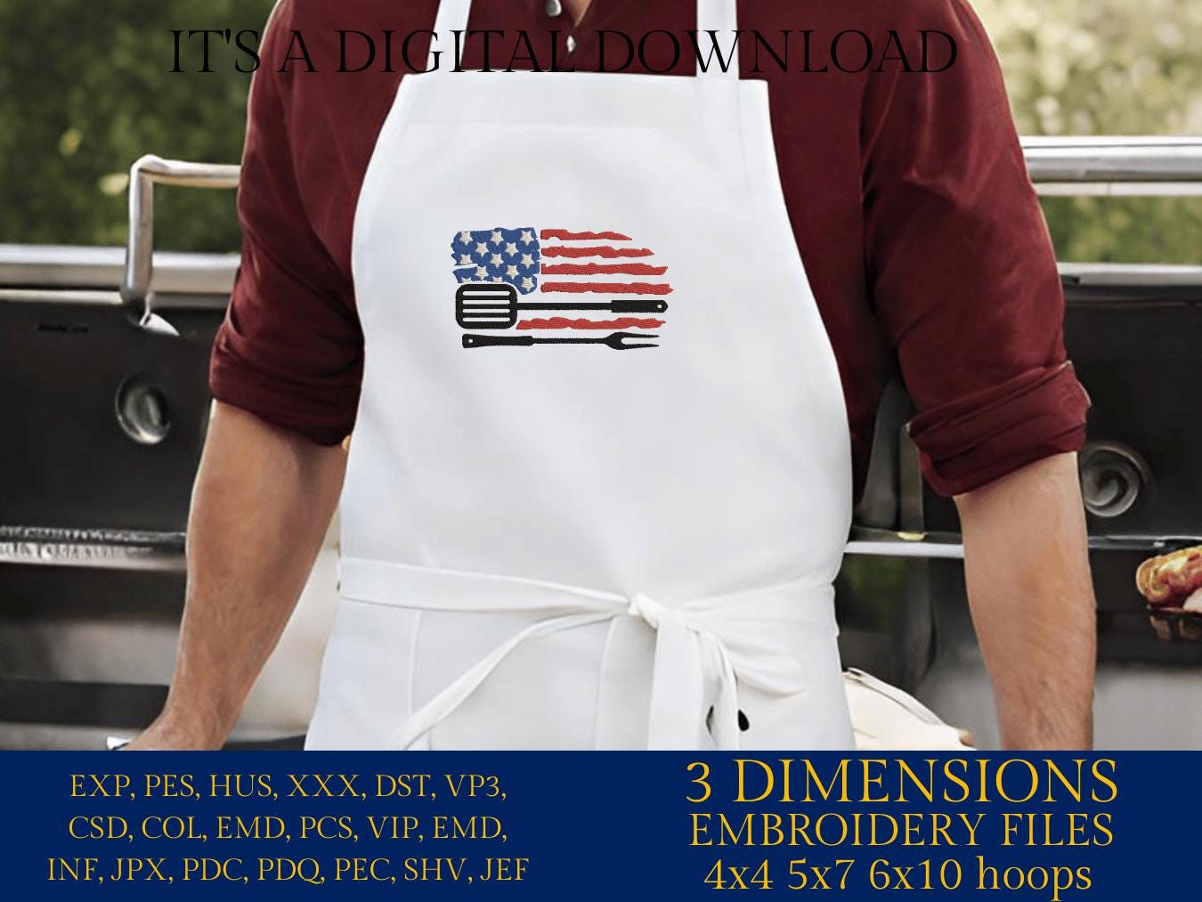 Machine Embroidery files, American Barbecue, BBQ, grill, DST, PES, xxx, hus, dst & more