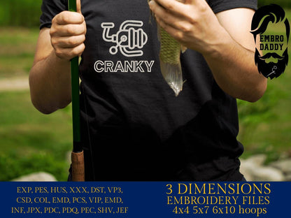 Machine Embroidery files, Cranky Fish, Funny Fishing, Fishing Reel, Fisherman Gift, Fisher Man, Fishing Gift, Fish Love PES, xxx, hus & more