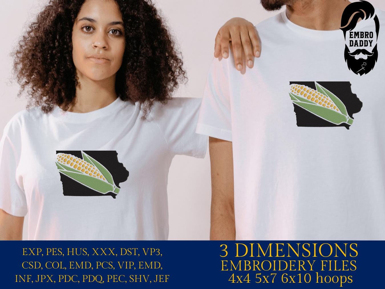 Machine Embroidery files, Iowa corn cob, DST, PES, xxx hus & more,
