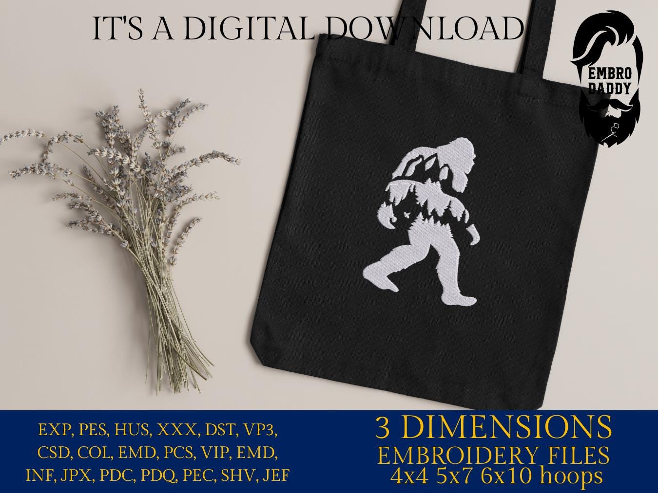 Machine Embroidery files, bigfoot, landscape, mountains, forest, Design, PES, xxx, hus & more