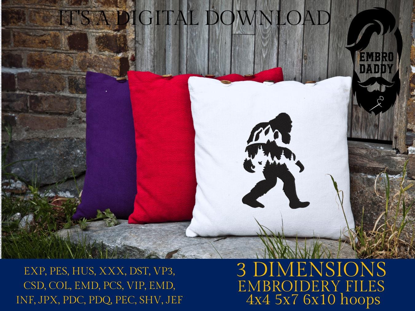 Machine Embroidery files, bigfoot, landscape, mountains, forest, Design, PES, xxx, hus & more