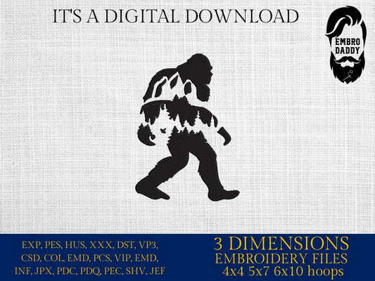 Machine Embroidery files, bigfoot, landscape, mountains, forest, Design, PES, xxx, hus & more