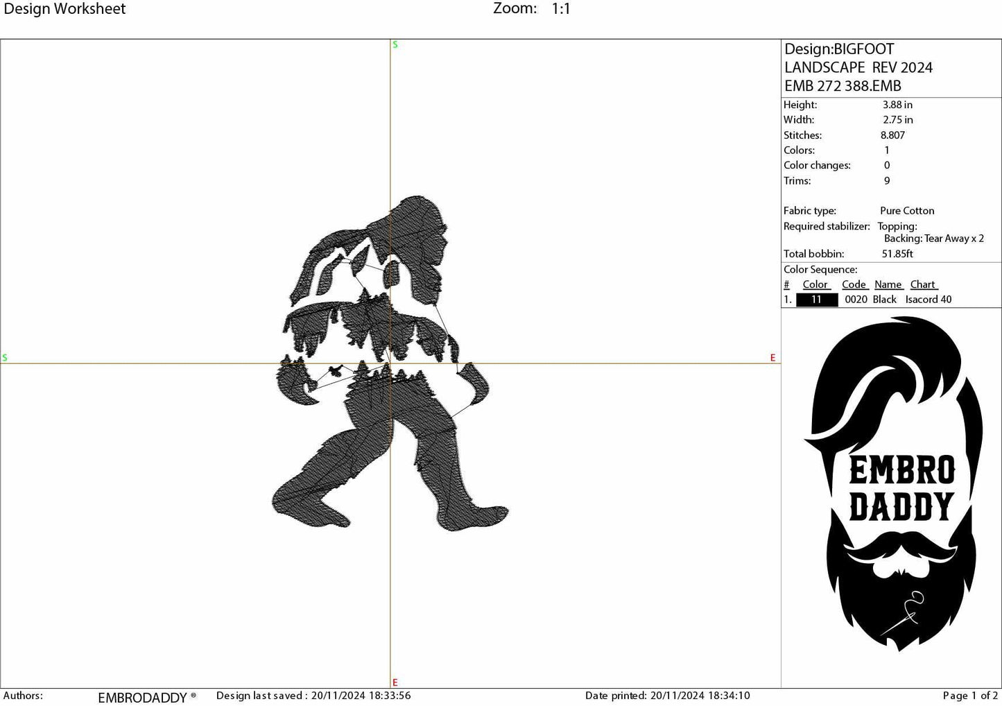 Machine Embroidery files, bigfoot, landscape, mountains, forest, Design, PES, xxx, hus & more