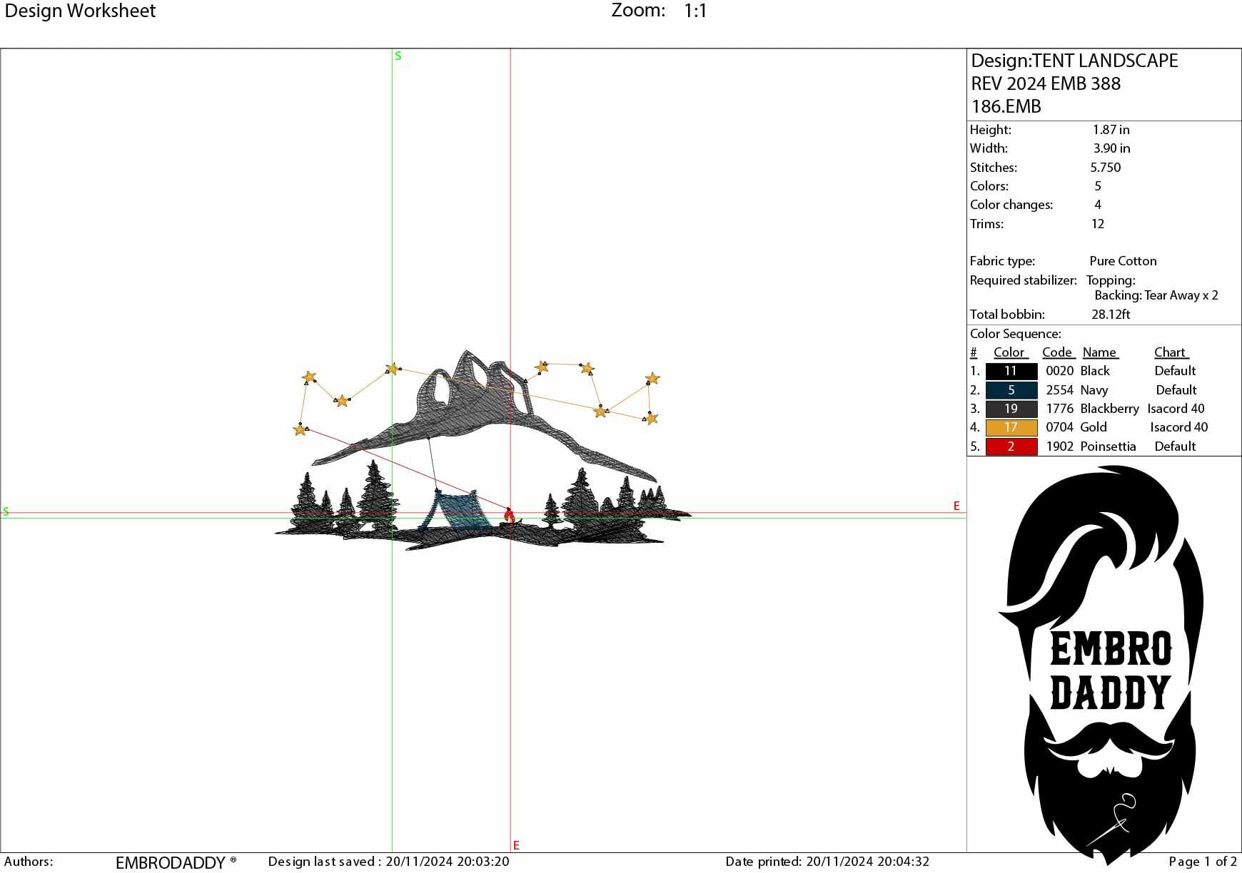 Machine Embroidery files, Tend, Mountain Forest, Camping in the Woods Silhouette, PES, hus, dst, vp3 & more