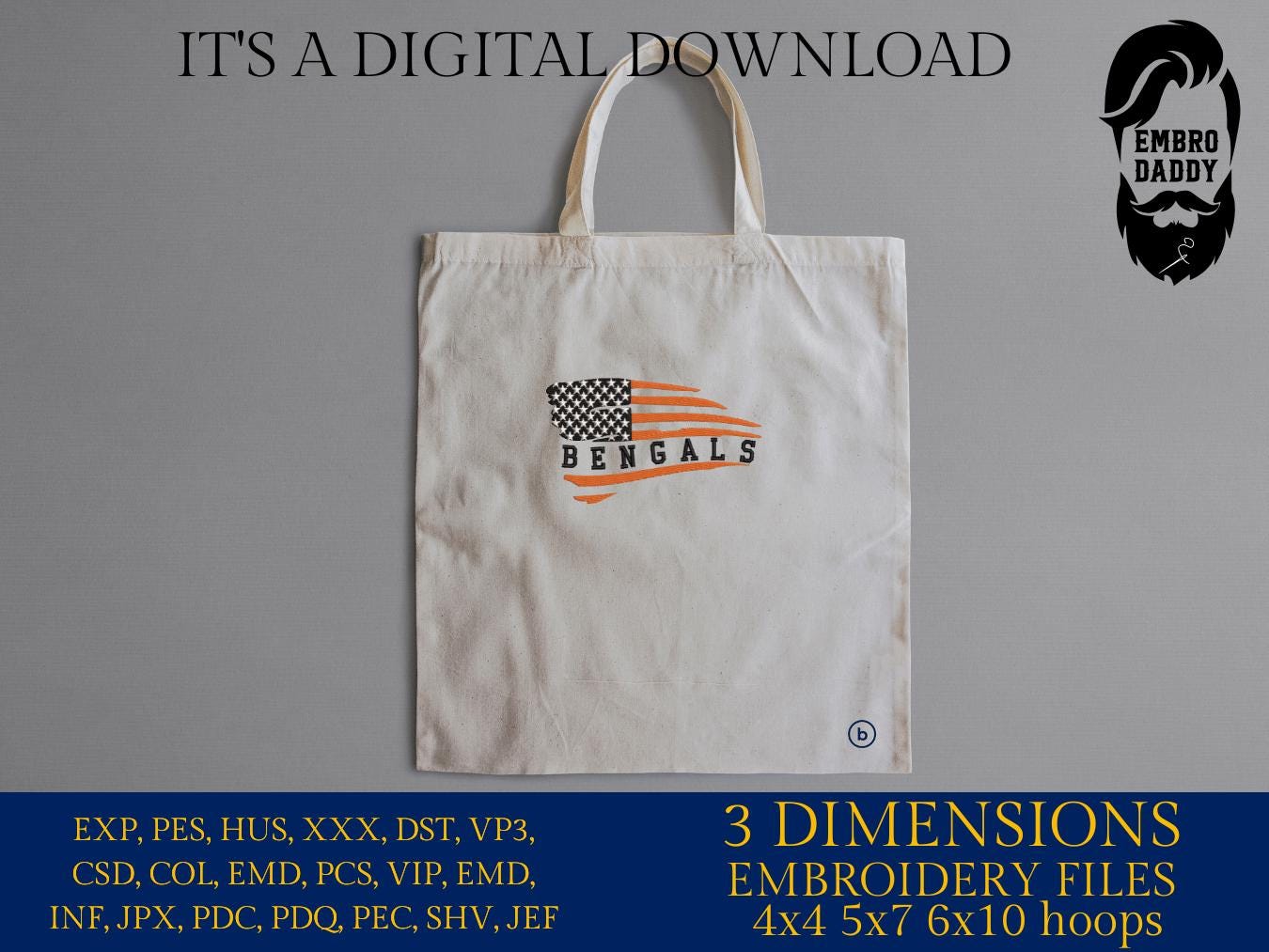 Machine Embroidery files, American Flag, bengals, PES, dst, xxx hus & more