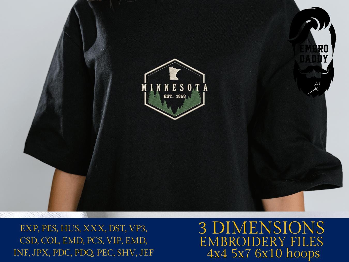 Machine Embroidery files, Minnesota, est 1858, DST, PES, xxx hus & more,