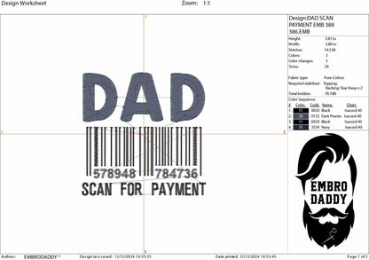 Machine embroidery files, DAD, scan for payment, PES, DST, hus & more