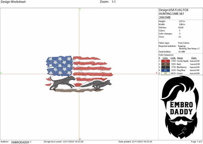 Machine Embroidery files, dog hunting, fox Hunting, fox, USA Flag, PES, DST, xxx, hus & more