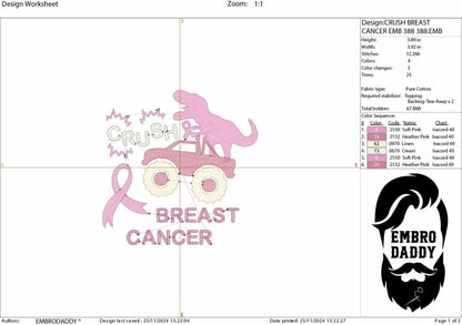 Machine Embroidery files, crush breast cancer, embroidery files, PES, xxx, hus & more, embroidery files