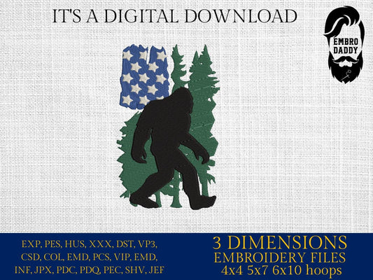 Machine Embroidery files, bigfoot USA flag, PES, xxx, hus & more