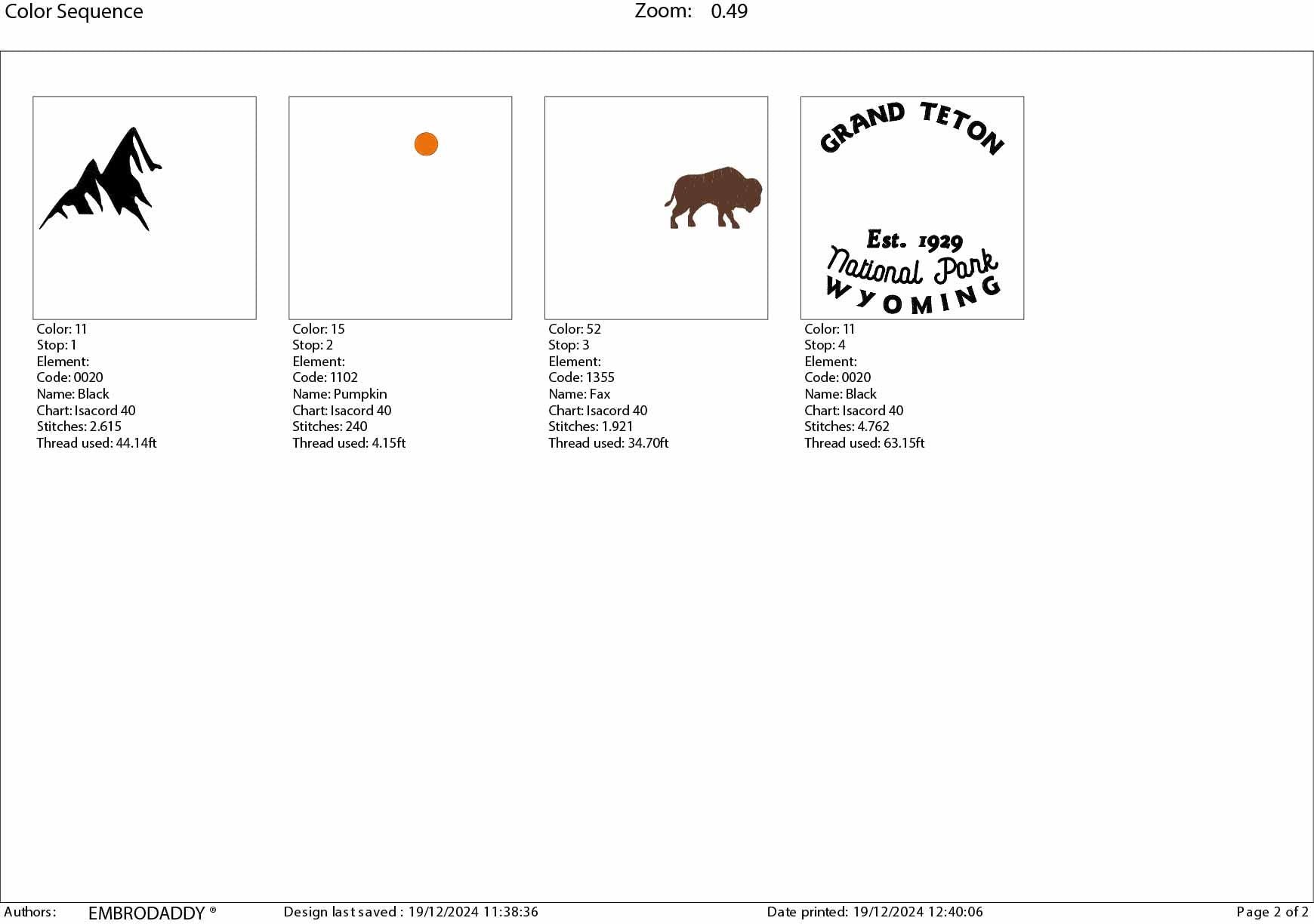 Machine embroidery files, Grand Teton National Park, Wyoming, PES, DST, hus & more