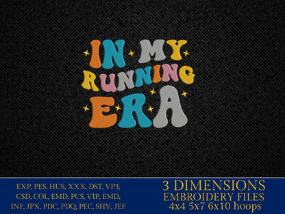 Machine embroidery files, In my running era, Embroidery Pattern File in PES, DST, hus & more