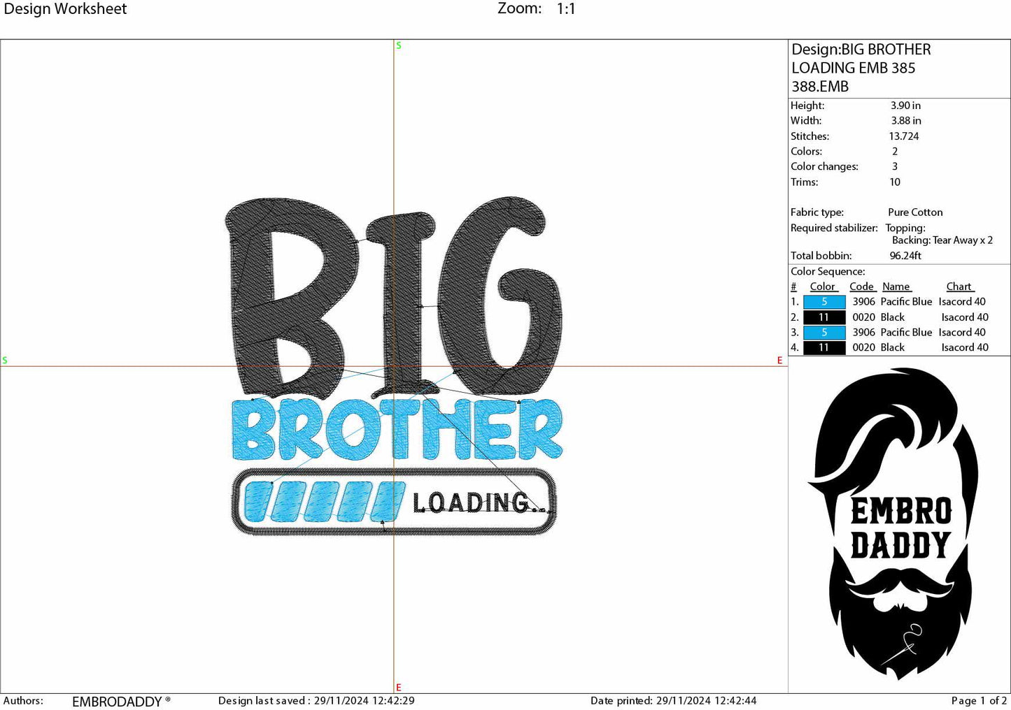 Machine embroidery files, big brother loading, PES, DST, hus & more