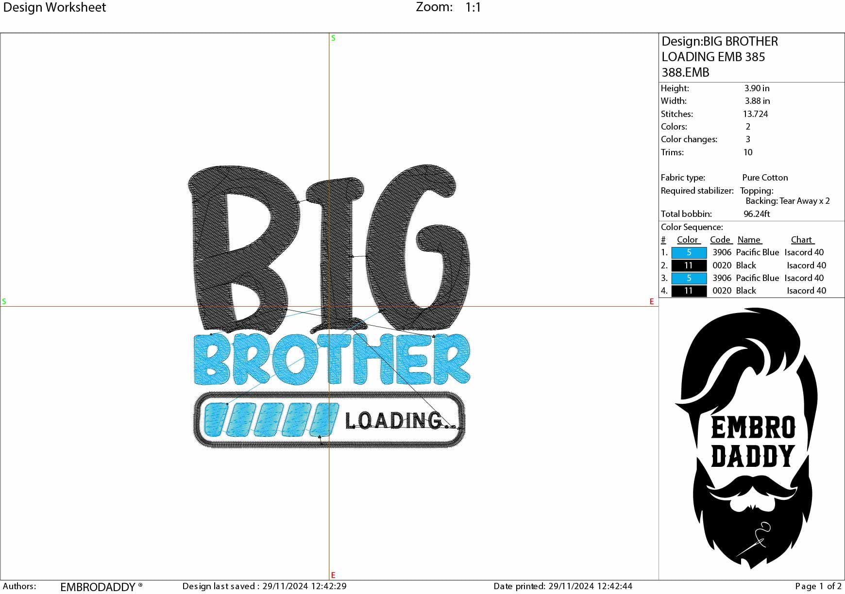 Machine embroidery files, big brother loading, PES, DST, hus & more