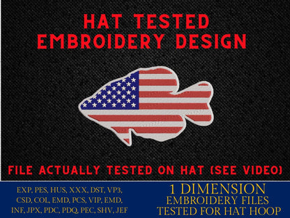 Machine Embroidery files digitized for hats, Crappie fish, embroidery files, funny Design, PES, xxx hus & more