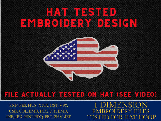 Machine Embroidery files digitized for hats, Crappie fish, embroidery files, funny Design, PES, xxx hus & more