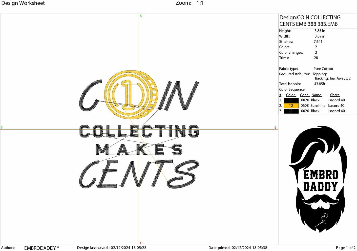 Machine Embroidery files, coin collecting, coin collecting, coin collector, PES, DST, xxx, hus & more