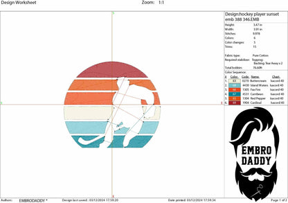 Machine Embroidery, Hockey sunset, PES, xxx, hus & more