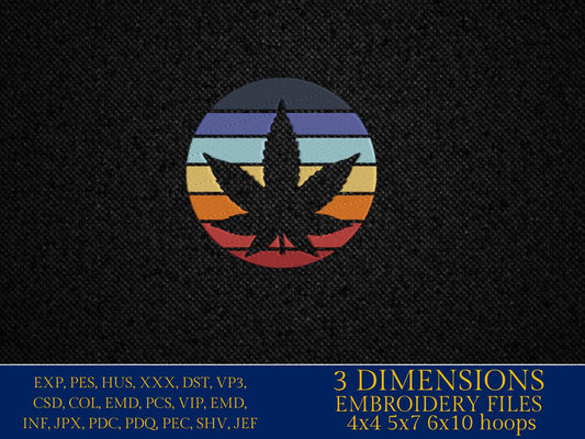 Machine Embroidery files, Cannabis, sunset, weed smoker, Marijuana PES, DST, xxx, hus & more