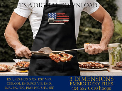 Machine Embroidery files, American Barbecue, BBQ, grill, DST, PES, xxx, hus, dst & more