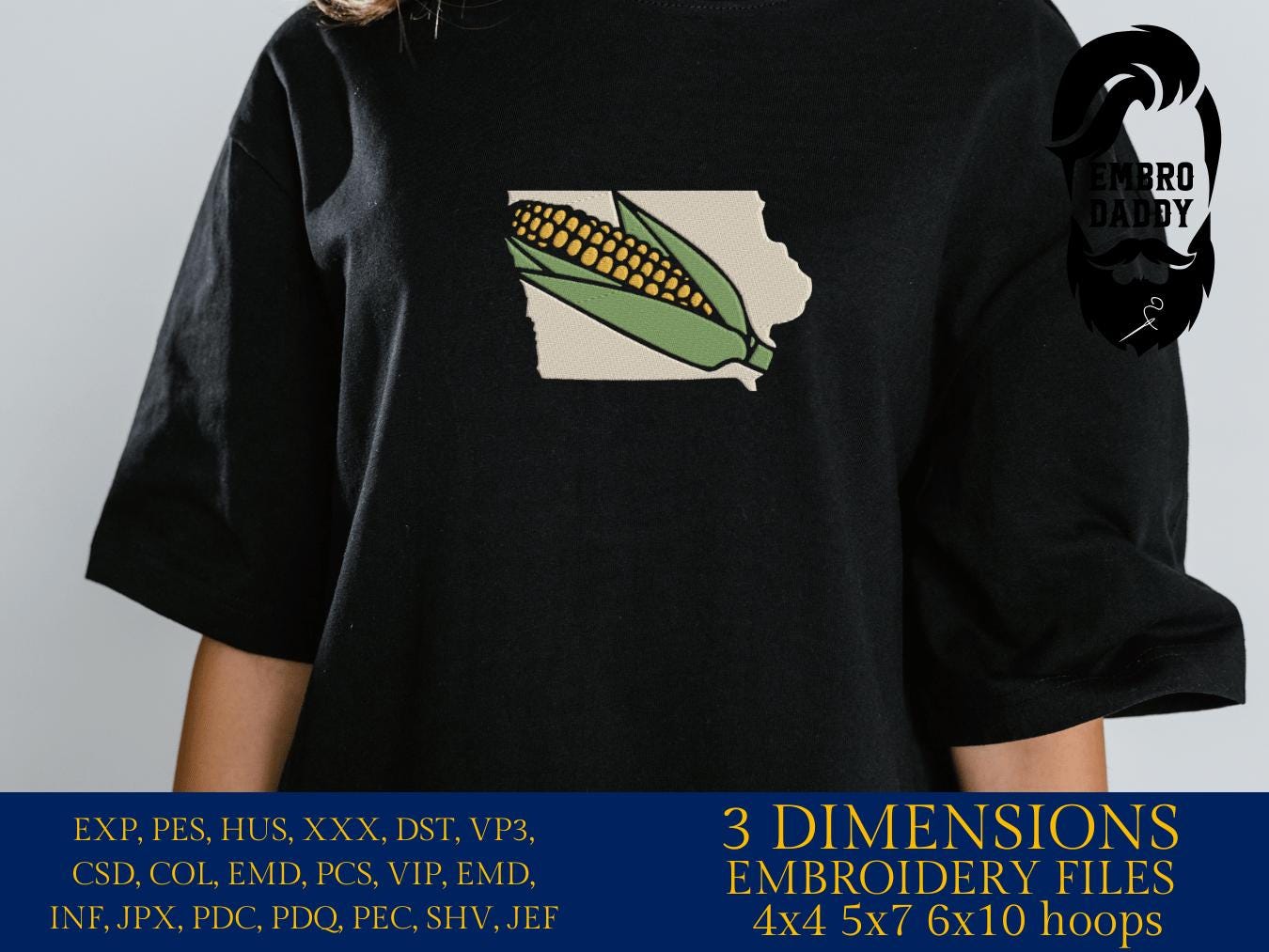 Machine Embroidery files, Iowa corn cob, DST, PES, xxx hus & more,