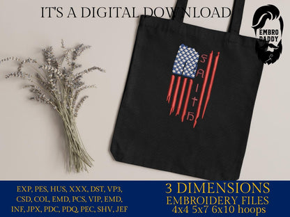 Machine Embroidery files, USA flag, faith, cross, Christian, PES, DST, xxx, hus & more