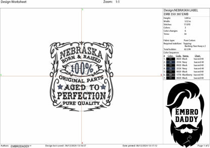 Machine Embroidery files, Kentucky born and raise, aged to perfection, funny, PES, DST, xxx, hus & more