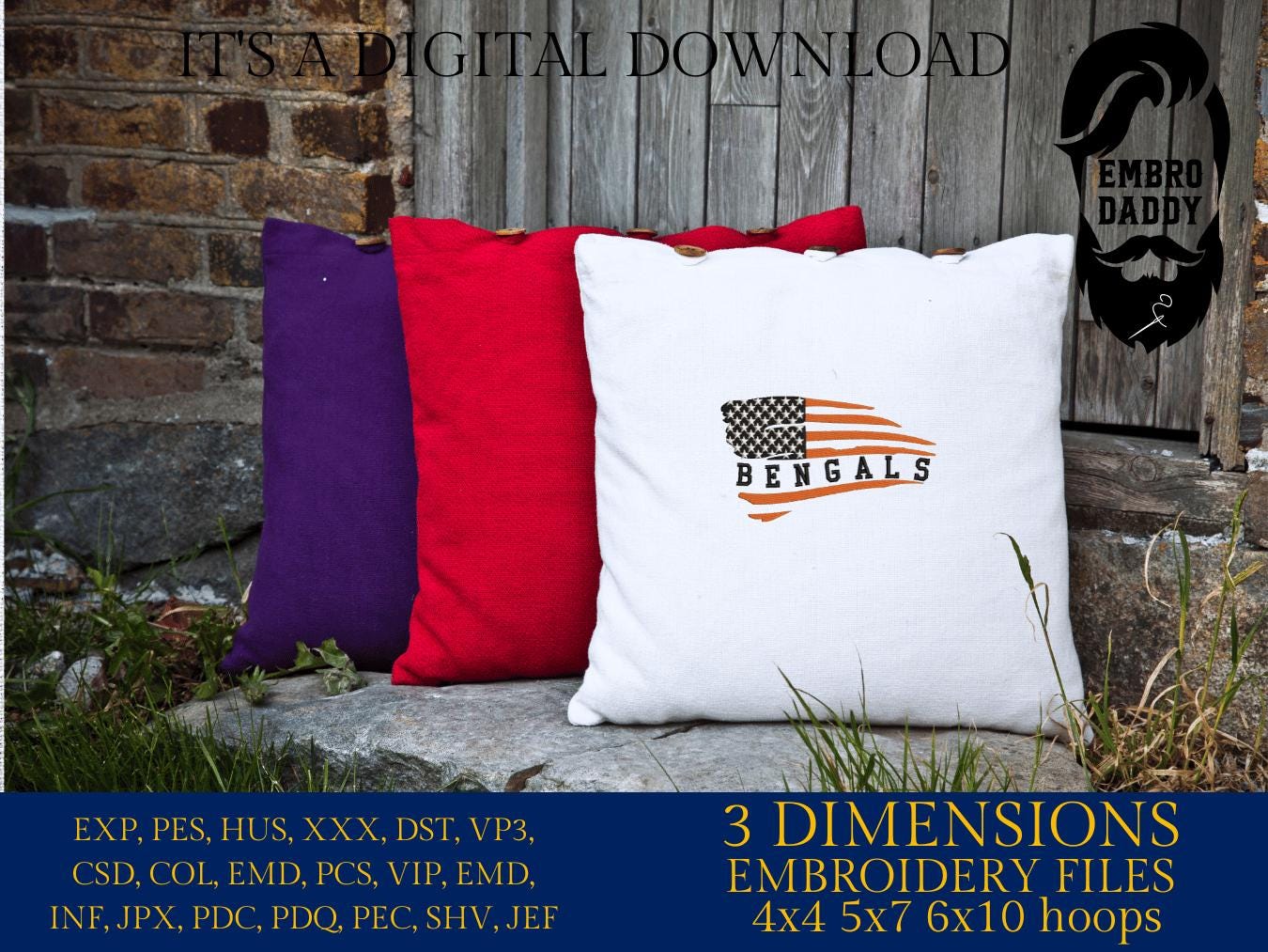 Machine Embroidery files, American Flag, bengals, PES, dst, xxx hus & more