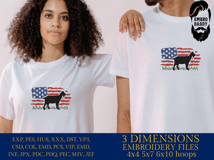 Machine Embroidery files, Goat, Usa Flag, PES, DST, xxx, hus & more