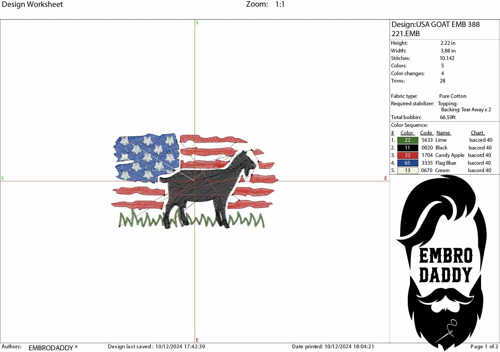 Machine Embroidery files, Goat, Usa Flag, PES, DST, xxx, hus & more