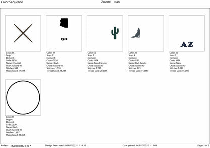 Machine Embroidery files, Arizona, est 1912, DST, PES, xxx hus & more