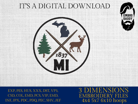 Machine Embroidery files, Michigan, est 1837, DST, PES, xxx hus & more