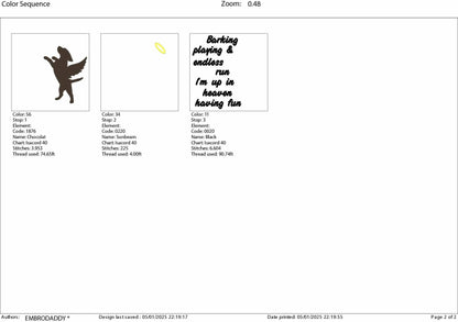 Machine Embroidery files, Dog Memorial, In loving memory, Angel wings, Pet Memorial, Pet Loss, Dog Loss, Pet in heaven, pes, hus & more