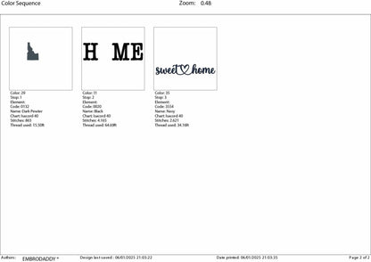 Machine Embroidery files, Idaho, sweet home, DST, PES, xxx hus & more,