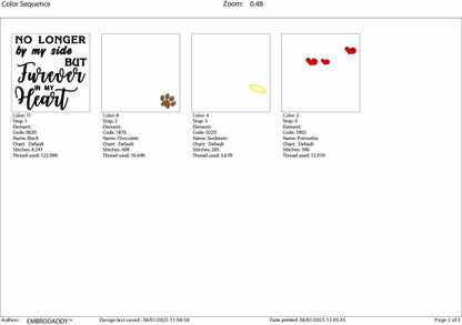 Machine Embroidery files, Dog Memorial, furever in my heart, Pet Memorial, Pet Loss, Dog Loss, Pet in heaven, pes, hus & more