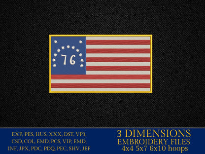 Machine Embroidery files, Bennington flag, Independence, 1776, DST, PES, xxx hus & more,