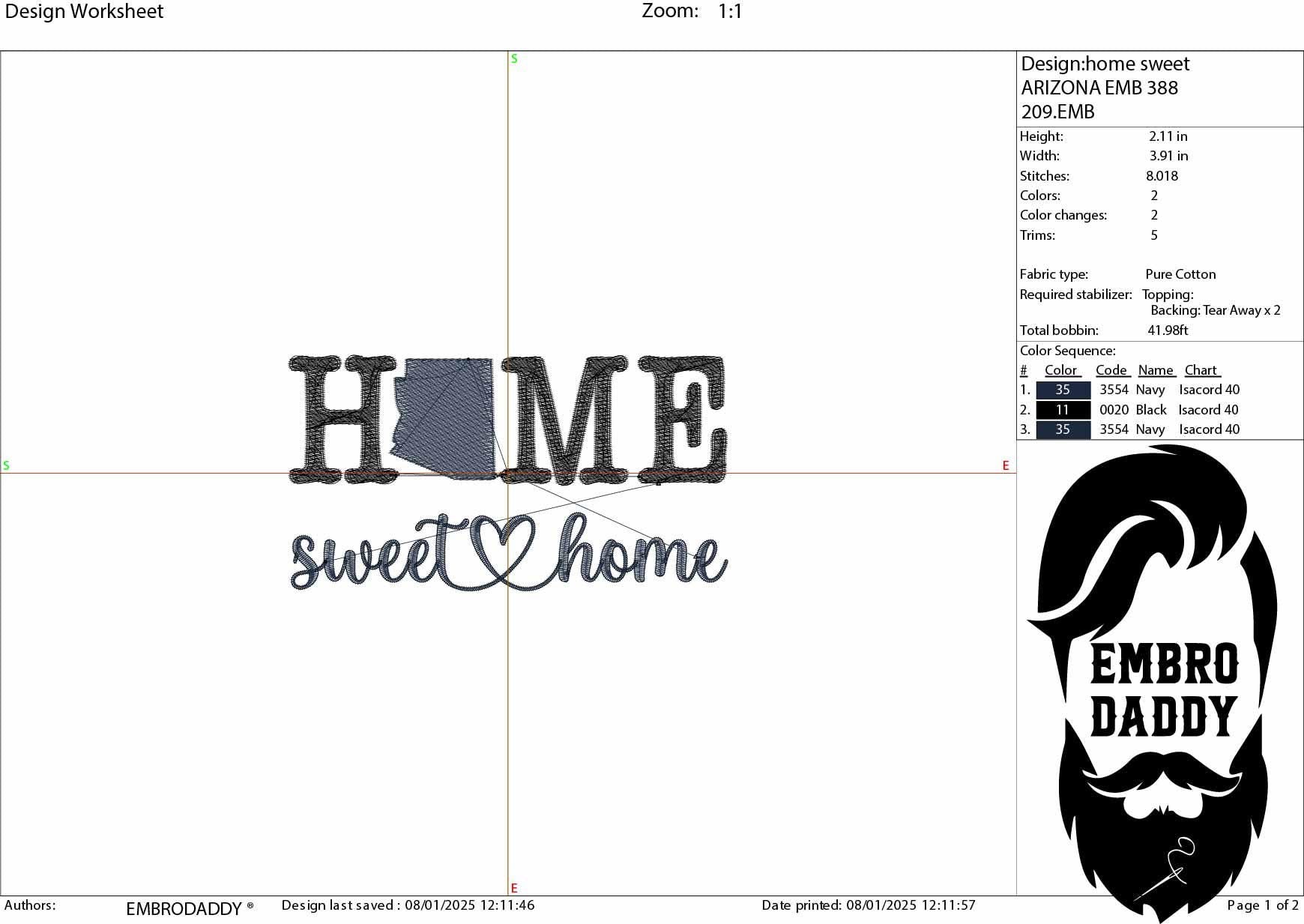 Machine Embroidery files, Arizona, sweet home, DST, PES, xxx hus & more,