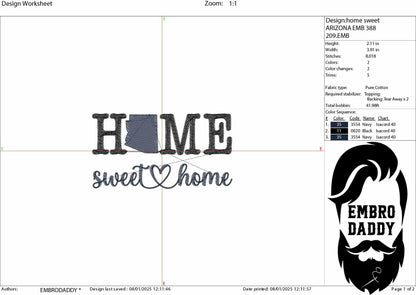 Machine Embroidery files, Arizona, sweet home, DST, PES, xxx hus & more,