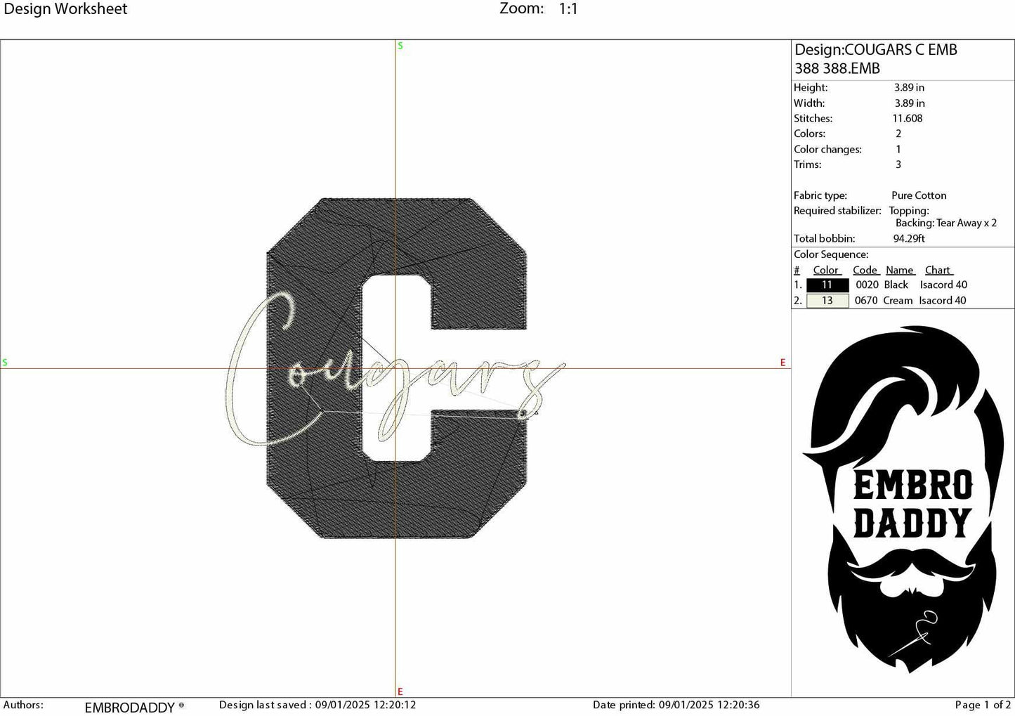 Machine Embroidery files, Cougars, Team Spirit, Cougars Logo, Mom Life, gift idea PES, xxx, hus & more, fan embroidery files