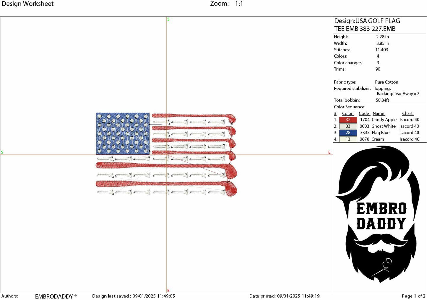 Machine Embroidery files, Golf Usa tee flag, PES, DST, hus & more