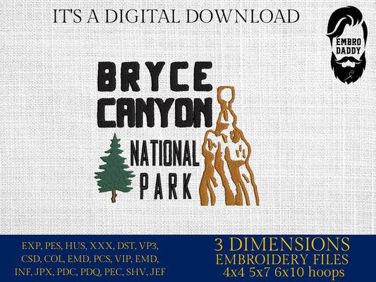 Machine embroidery files, Bryce Canyon National Park, Bryce Canyon, National Park Gifts PES, DST, hus & more