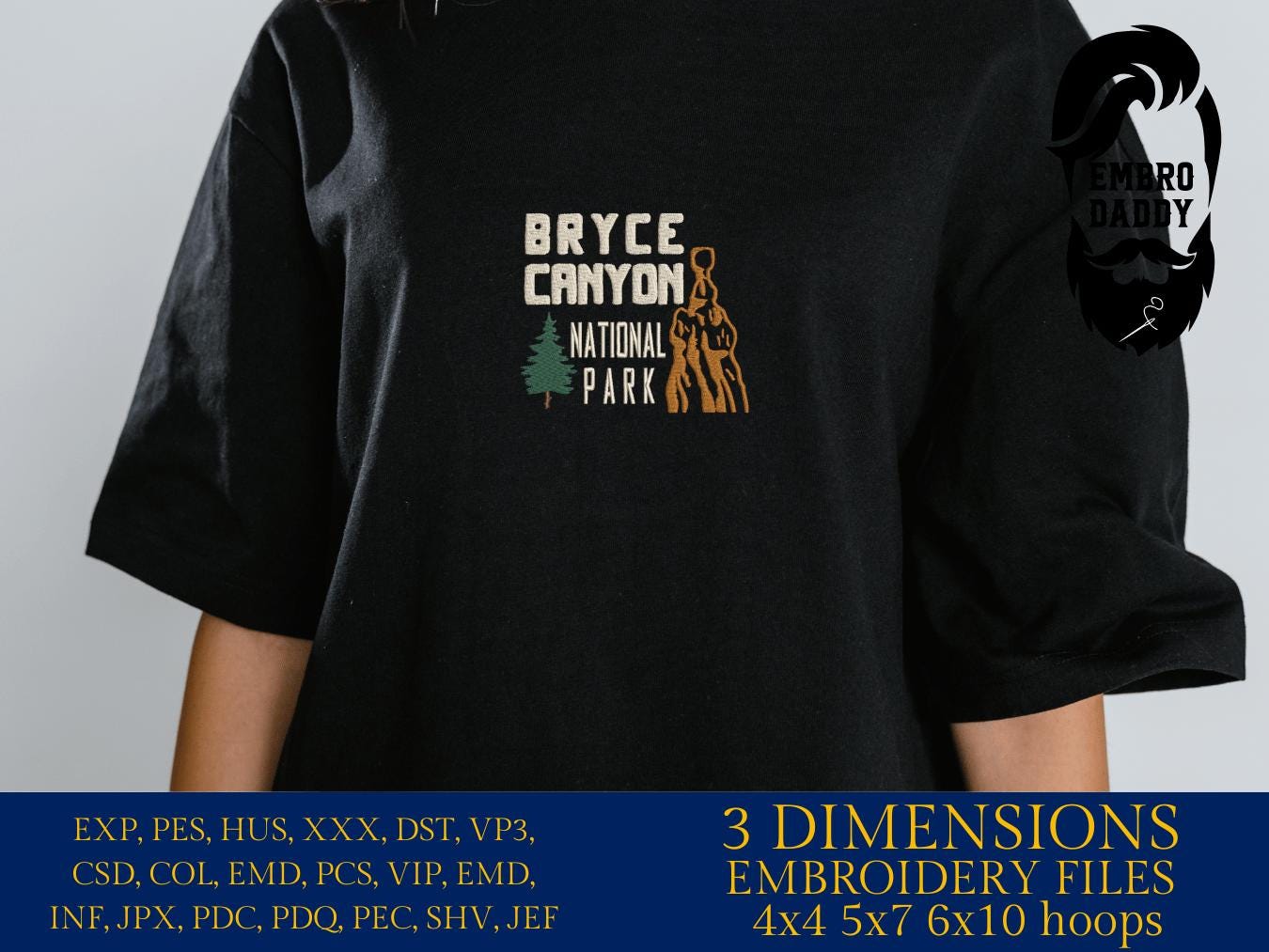Machine embroidery files, Bryce Canyon National Park, Bryce Canyon, National Park Gifts PES, DST, hus & more