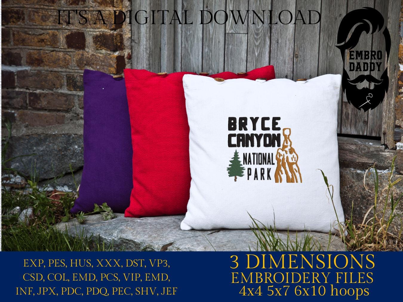 Machine embroidery files, Bryce Canyon National Park, Bryce Canyon, National Park Gifts PES, DST, hus & more