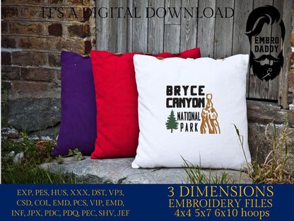Machine embroidery files, Bryce Canyon National Park, Bryce Canyon, National Park Gifts PES, DST, hus & more