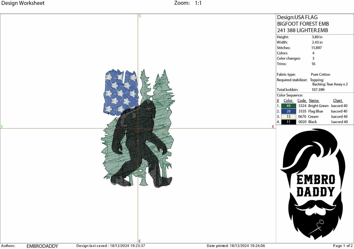 Machine Embroidery files, bigfoot USA flag, PES, xxx, hus & more